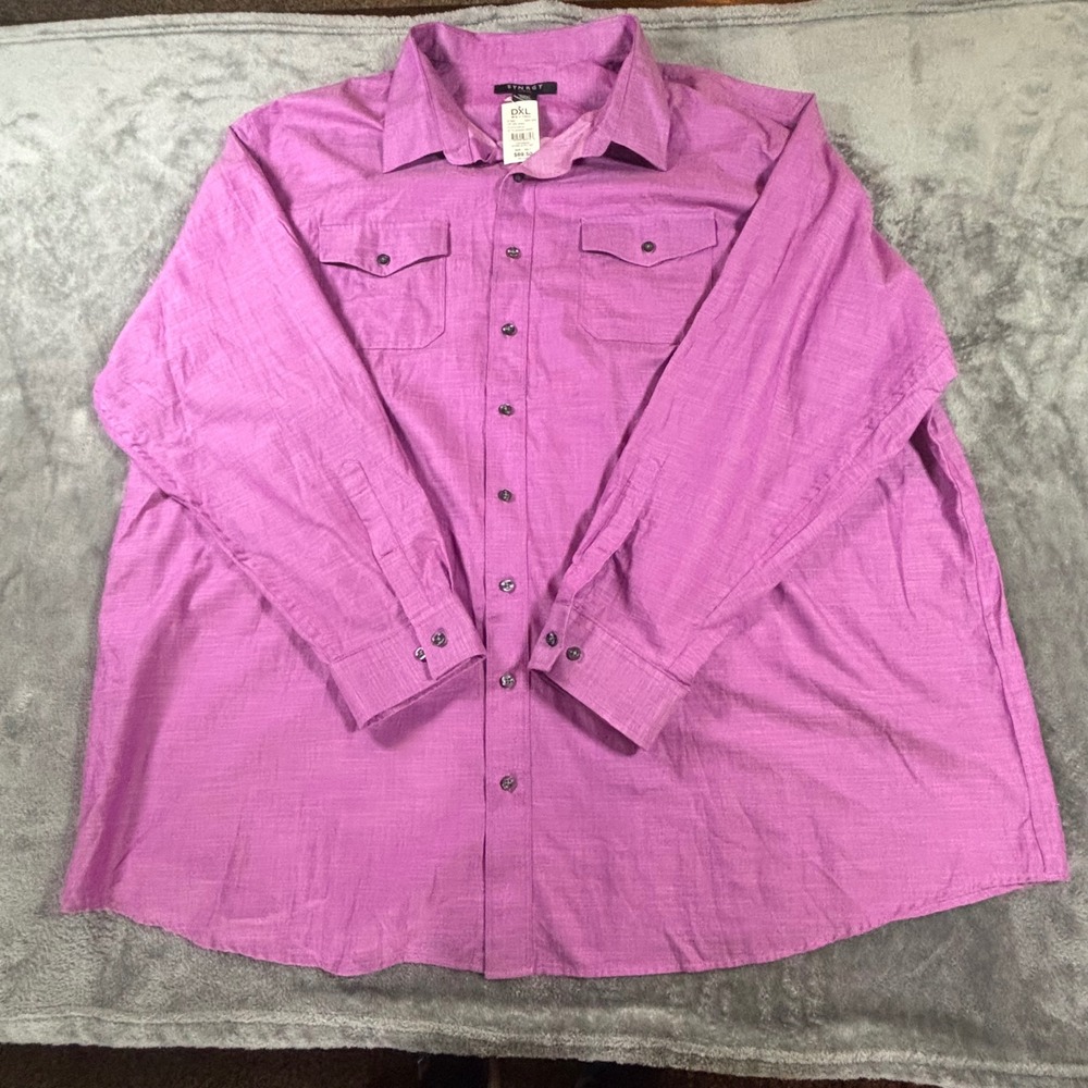 SYNRGY Mens Purple Long Sleeve Button Down Shirt Big & Tall 4XLT DXL VP WS-5054
